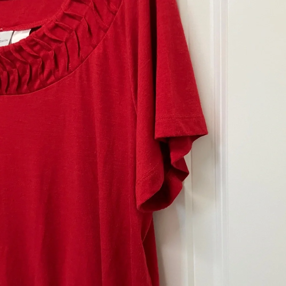 Jaclyn Smith, Ruby Red Short Sleeve Women's Top, XXL - Picture 4 of 10